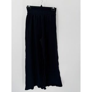 NWT OQQ Wide Leg Pants Womens Small Black NEW High Waist Ribbed Travel Trousers